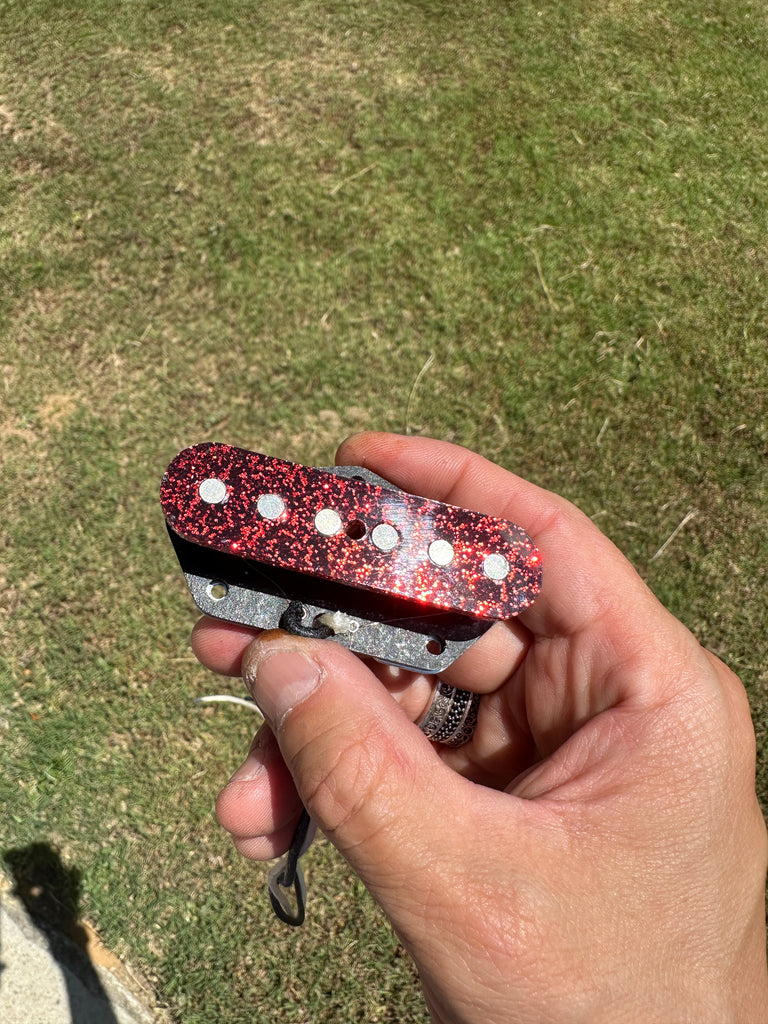 flat 6 telecaster pickup with red sparkle acrylic top