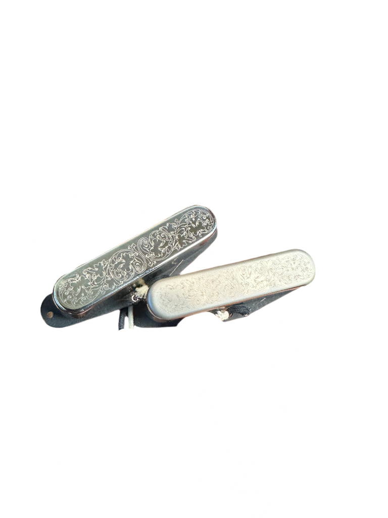 Flat 6 T-Style Pickup In Nickel Engraved Filigree (Polished or Matte)