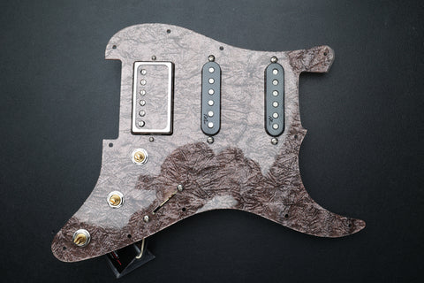 Loaded Custom Crushed Mocha Metallic Strat Pickguard Single Single Hum