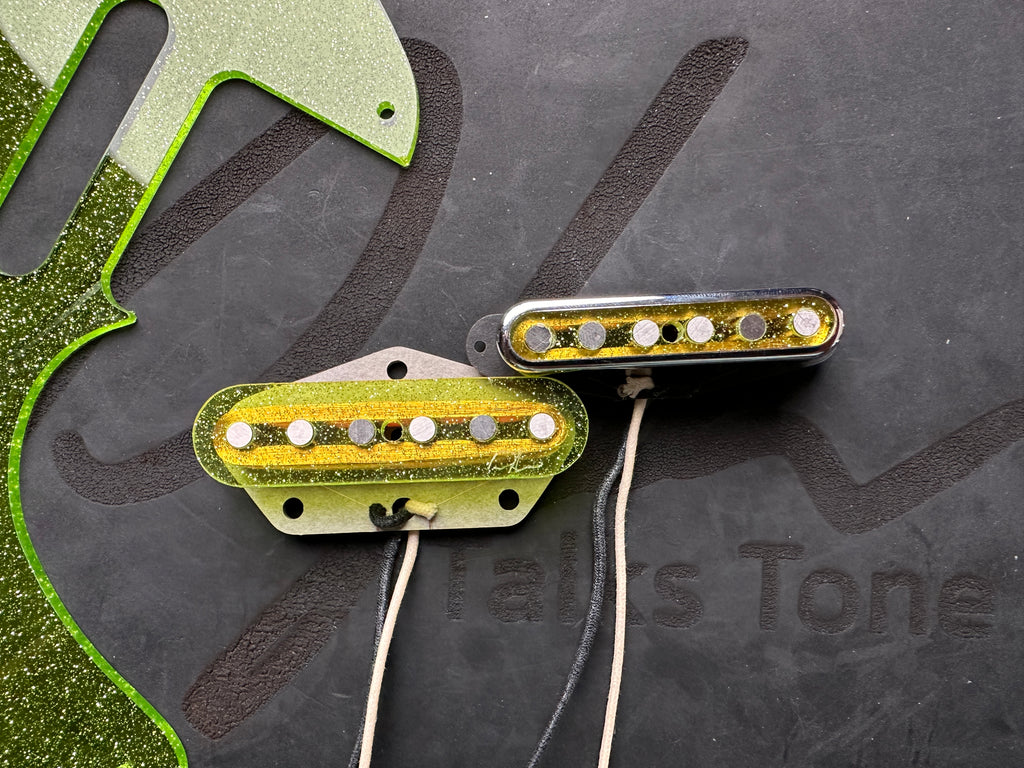 Flat 6 T-Style Pickup Set In green sparkle acrylic