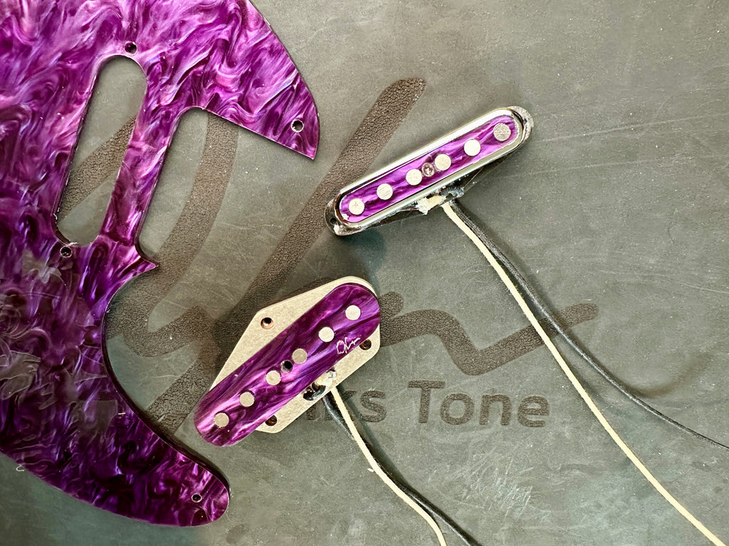 Flat 6 T-Style Pickup Set In Purple Swirl Acrylic