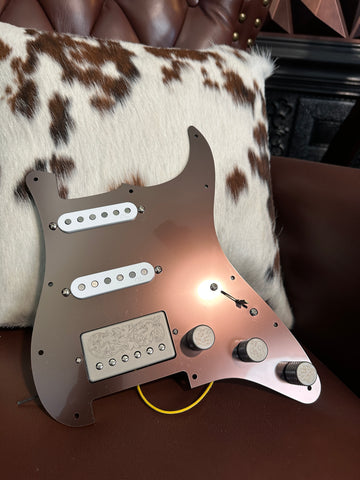 Loaded Custom Mocha Metallic Strat Pickguard Single Single Hum